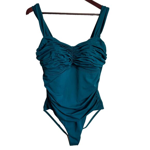 Swimsuits For All Other - Swimsuits For All shirred sweetheart green one piece women’s 14 slimming pool